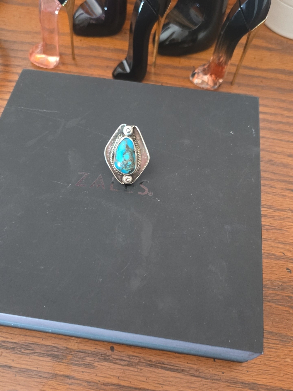 Turquoise Teardrop Silver Ring - Blue Stone Women's Jewelry